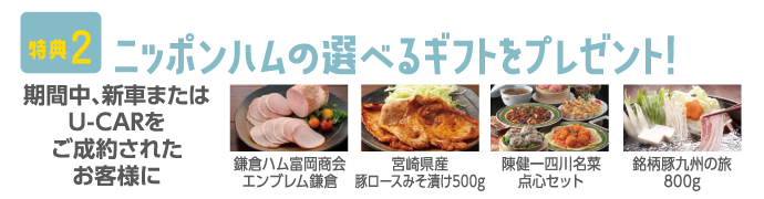 特典2：ニッポンハムの選べるギフトをプレゼント!